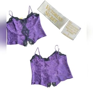 Vintage Rare Gold Label VS Purple Lace Trim Camisole, L, EUC, LIKE NEW